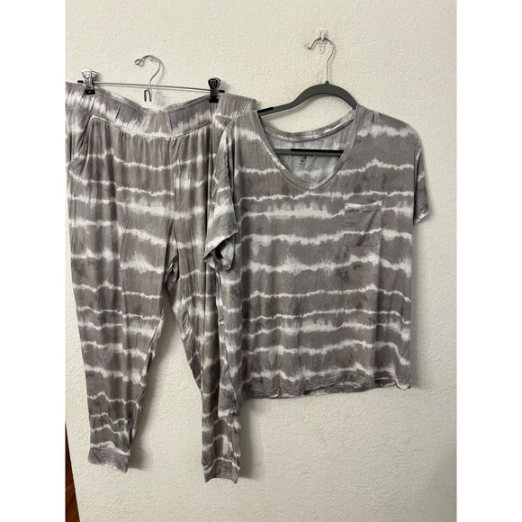 Koolaburra By Ugg Womens Tie-Dye Lounge Set PXL Gray & White Top & Pants Cozy Pa - Picture 1 of 5